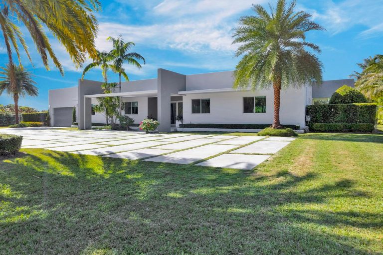 Estate lawn and palm trees