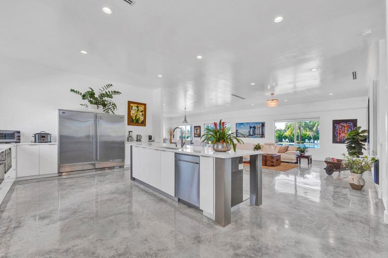 Open kitchen flowing into the bright great room